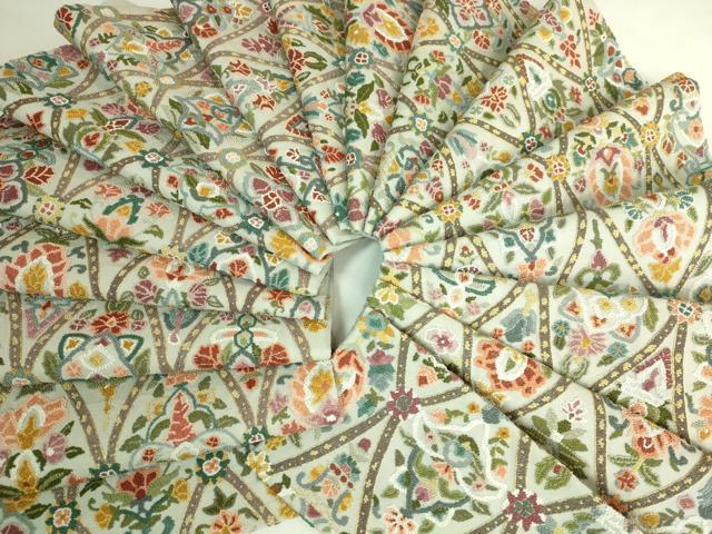 平和屋本店●極上 中国三大刺繍 相良刺繍 総刺繍 全通柄袋帯 草花文 金糸 逸品 DZAB7292kh6