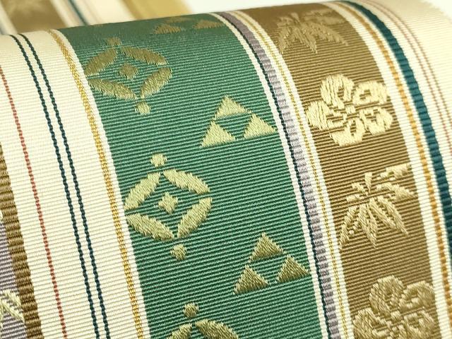 平和屋本店●極上 本場筑前博多織 両面 全通柄袋帯 花間道 献上 逸品 DZAB7320kh6