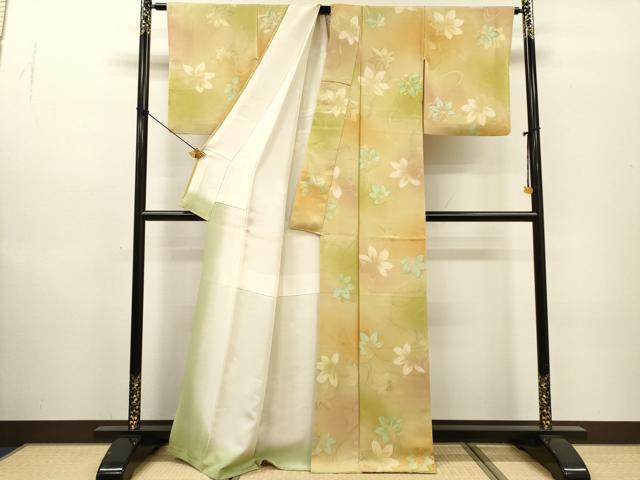 平和屋着物▼上質な小紋 地紋起こし 竜田川 暈し染 正絹 逸品 DABF2877fe