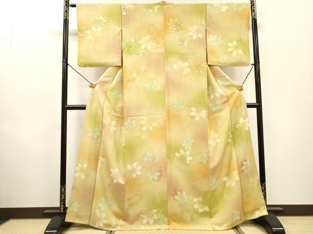 平和屋着物▼上質な小紋 地紋起こし 竜田川 暈し染 正絹 逸品 DABF2877fe