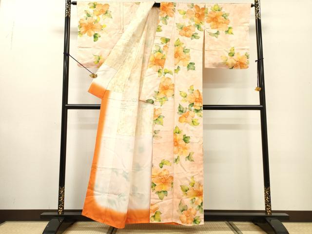 平和屋着物▼上質な小紋 地紋起こし 舞花 正絹 逸品 DABF2879fe
