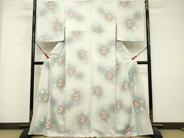 平和屋着物■上質な小紋 草花文 暈し染め 正絹 逸品 DABF9995cd