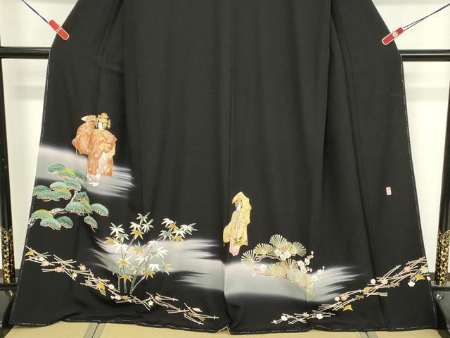 平和屋着物■豪華黒留袖 女人文 松竹梅 暈し染め 正絹 逸品 DABF9998cd