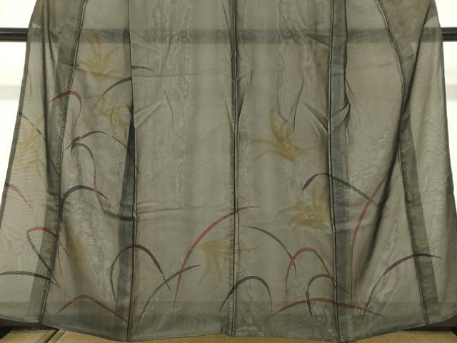 平和屋着物▽訪問着 無双 紗袷 紗×絽 秋草文 正絹 逸品 DABF1892ud
