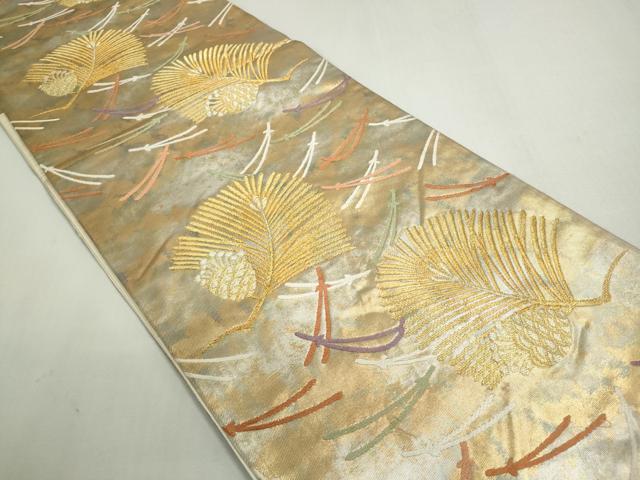 平和屋着物◎六通柄袋帯 唐織 松葉文 金糸 引箔 正絹 逸品 DABF8292we