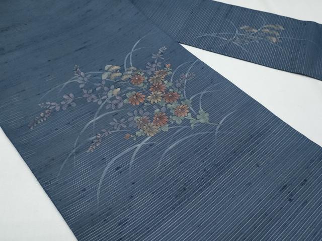 平和屋着物*夏物 九寸名古屋帯 紬地 ろうけつ染 枝花文 正絹 逸品 CABG9901fb