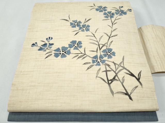 平和屋着物*夏物 九寸名古屋帯 枝花文 麻 逸品 CABG9899fb