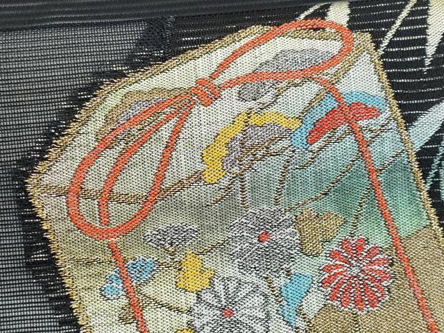 平和屋着物*夏物 九寸名古屋帯 貝桶枝花文 正絹 逸品 CABG9907fb