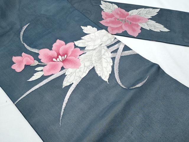 平和屋着物*夏物 九寸名古屋帯 草花文 銀糸 正絹 逸品 CABG9917fb