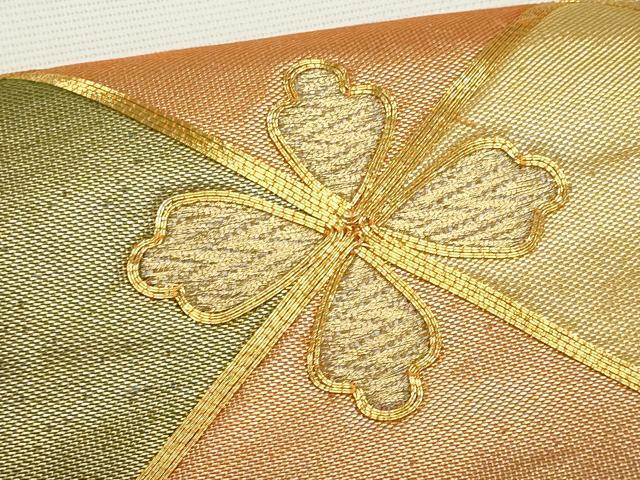 平和屋着物*夏物 九寸開き名古屋帯 駒刺繍 菱花文 金糸 名古屋帯 正絹 逸品 CABG9949fb