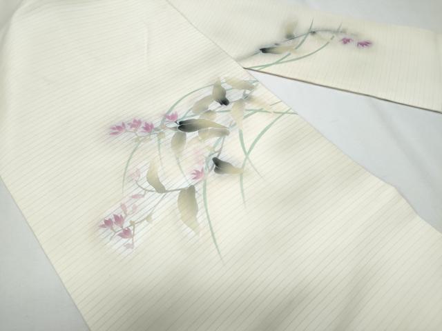 平和屋着物*夏物 塩瀬 九寸名古屋帯 枝花文 銀彩 正絹 逸品 CABG9904fb