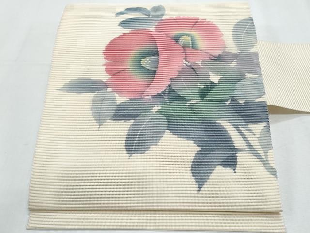 平和屋着物*夏物 八寸名古屋帯 作家物 絽綴れ ろうけつ染 枝花文 正絹 逸品 CABG9944fb