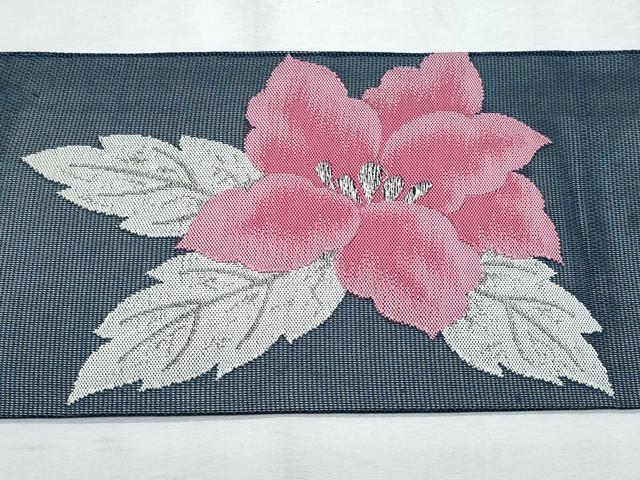 平和屋着物*夏物 九寸名古屋帯 草花文 銀糸 正絹 逸品 CABG9917fb