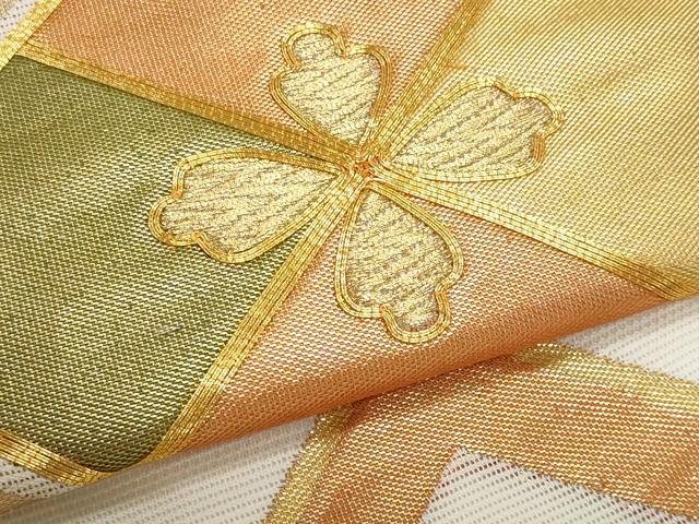 平和屋着物*夏物 九寸開き名古屋帯 駒刺繍 菱花文 金糸 名古屋帯 正絹 逸品 CABG9949fb