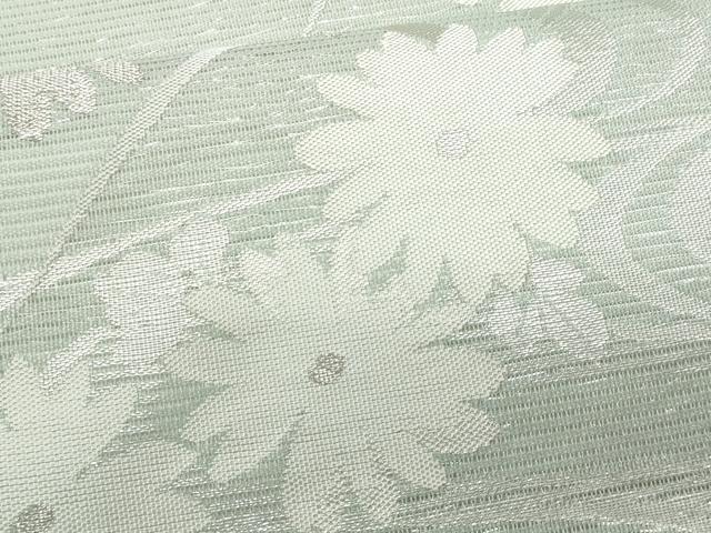平和屋着物*夏物 九寸名古屋帯 流水菊文 銀糸 正絹 逸品 CABG9902fb