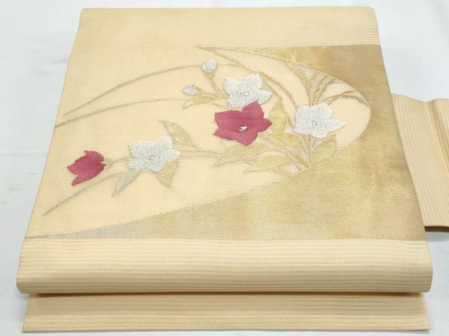 平和屋着物*夏物 九寸名古屋帯 桔梗 金銀糸 正絹 逸品 CABG9957fb