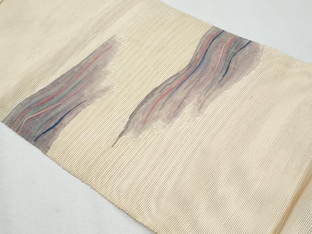平和屋着物*夏物 八寸名古屋帯 すくい織 変わり縞 正絹 逸品 CABG9997fb