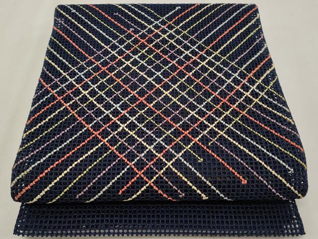 平和屋着物*夏物 八寸名古屋帯 格子柄 正絹 逸品 CABH8004fb