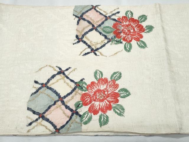 平和屋着物*夏物 太鼓柄袋帯 刺繍 瓦草花文 金糸 正絹 逸品 CABG9977fb