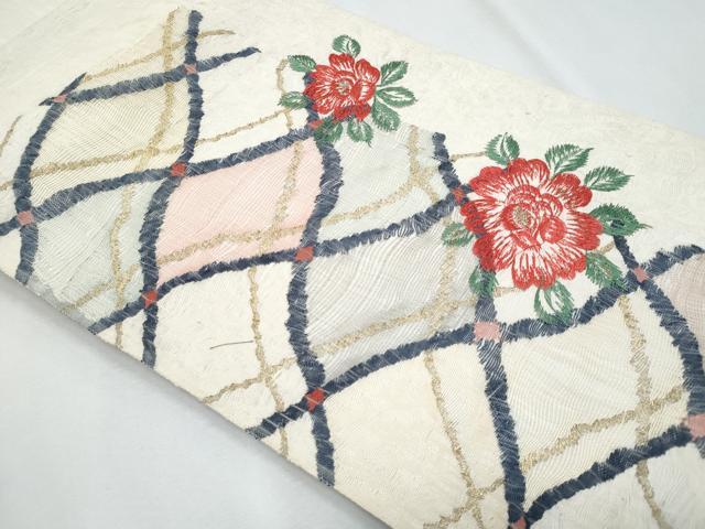 平和屋着物*夏物 太鼓柄袋帯 刺繍 瓦草花文 金糸 正絹 逸品 CABG9977fb