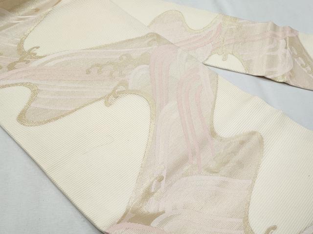 平和屋着物*夏物 九寸名古屋帯 立波文 金糸 正絹 逸品 CABG9963fb