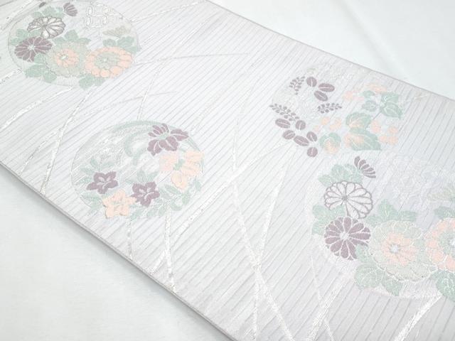 平和屋着物*夏物 六通柄袋帯 芝草花丸文 銀糸 CABG9982fb
