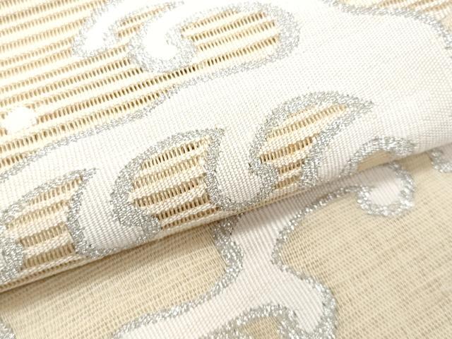 平和屋着物*夏物 八寸名古屋帯 絽綴れ 立波文 銀糸 正絹 逸品 CABG9966fb