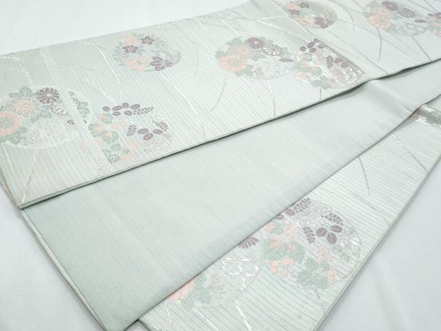 平和屋着物*夏物 六通柄袋帯 芝草花丸文 銀糸 CABG9986fb