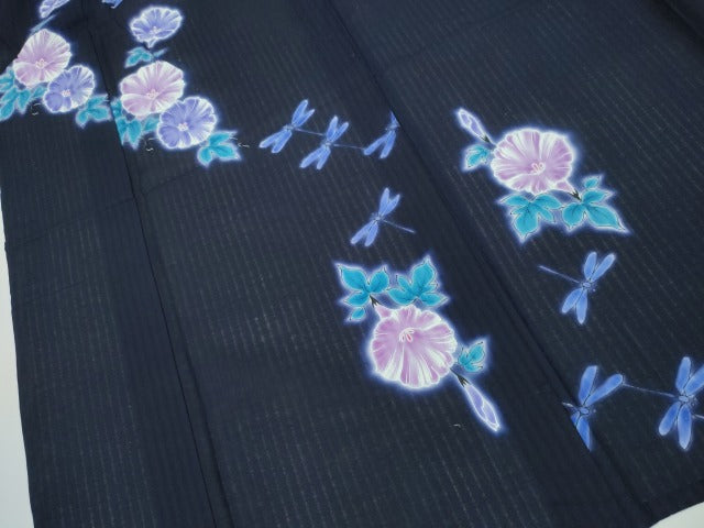 平和屋着物∴夏物 浴衣 注染 蜻蛉 朝顔 綿 逸品 CABH1375ng