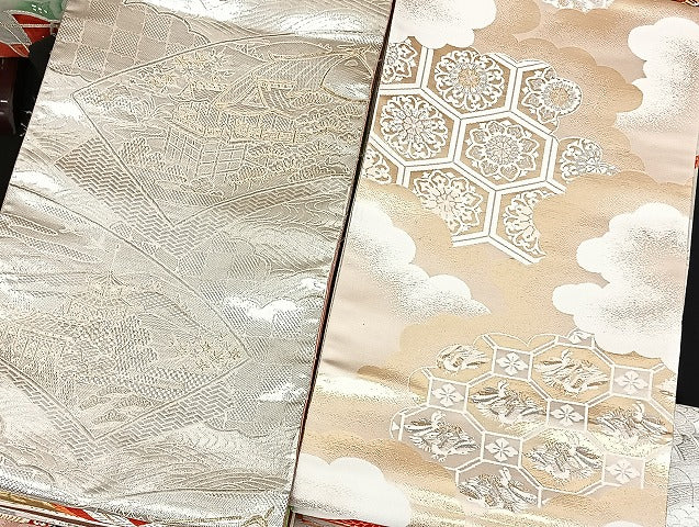 平和屋着物■袋帯 西陣 まとめて100点 鳳凰 向かい鶴 向かい鳥 風景 松竹梅 花柄 七宝 正倉院 佐賀錦 金銀糸 未使用品有 全て正絹 mmm1114