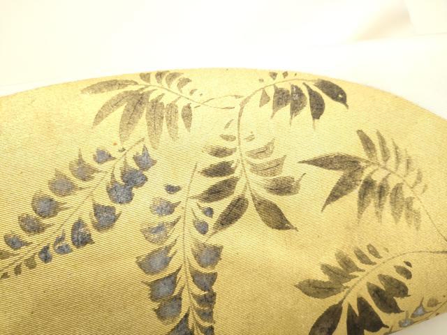 平和屋着物●塩瀬 つけ帯 手描き 地紙枝葉文 金彩 正絹 逸品 CABH5084hy
