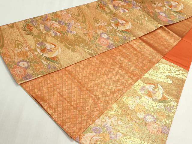 平和屋着物◎佐賀錦 六通柄袋帯 流水に鴛鴦 金糸 正絹 逸品 DABF8341we