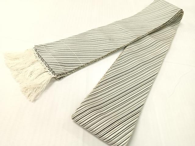 平和屋着物●男性 本場筑前博多織 両面 角帯 斜線文 正絹 逸品 CABH4570vp