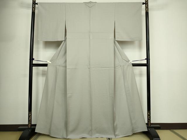 平和屋着物▽上質な色無地 単衣 唐草地紋 灰汁色 正絹 逸品 DABF8882sf
