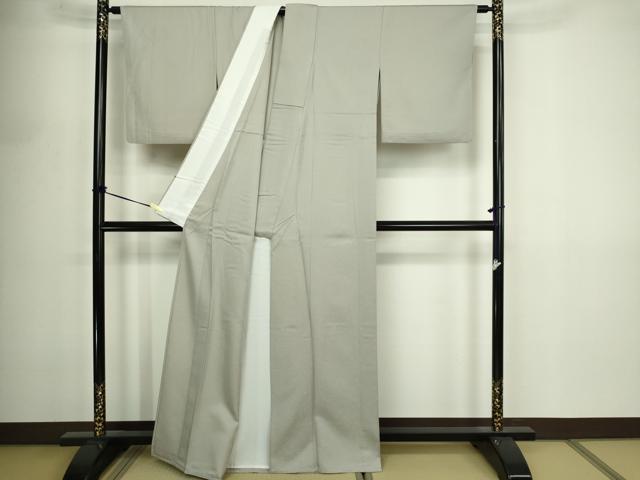 平和屋着物▽上質な色無地 単衣 唐草地紋 灰汁色 正絹 逸品 DABF8882sf
