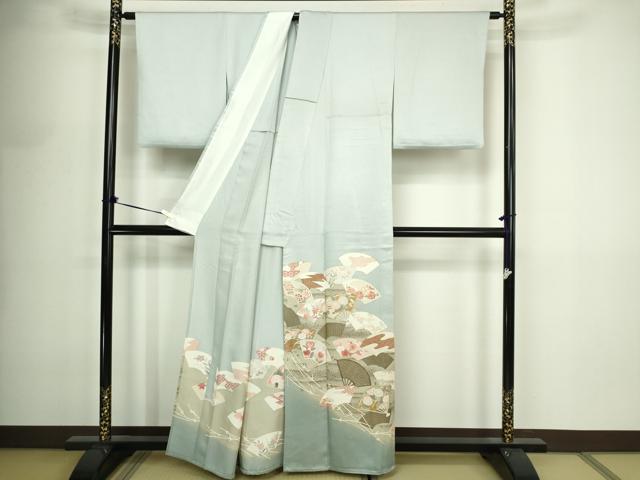 平和屋着物▽豪華色留袖 単衣 駒刺繍 扇面草花文 暈し染め 金彩 正絹 逸品 DABF8888sf