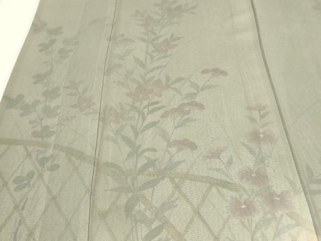平和屋着物▽訪問着 単衣 無双 草花文 暈し染め 紗袷 紗×絽 正絹 逸品 DABF8885sf