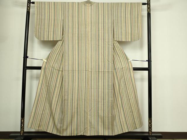 平和屋着物▽上質な紬 単衣 間道 正絹 逸品 DABF8900sf