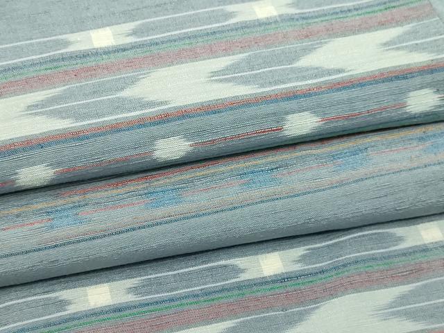 平和屋着物▽上質な紬 単衣 横段文 正絹 逸品 DABF8911sf