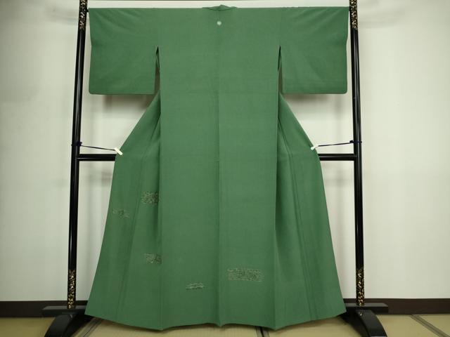 平和屋着物▽訪問着 単衣 総刺繍 花唐草文 正絹 逸品 DABF8894sf
