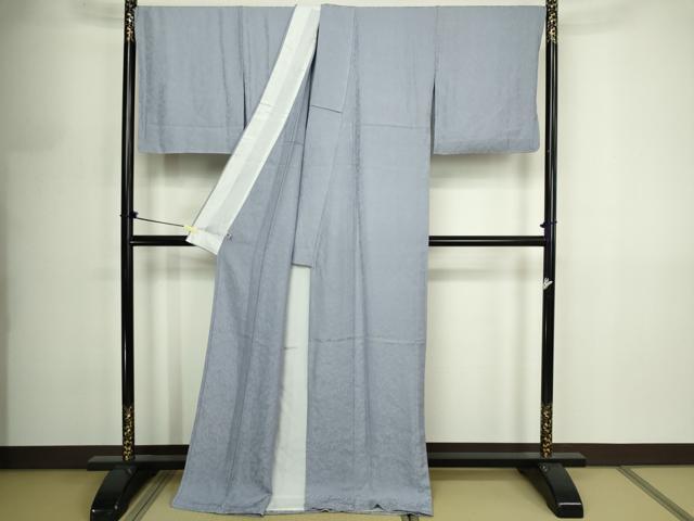 平和屋着物▽上質な色無地 単衣 唐草地紋 淡藤色 銀通し地 ロング丈 正絹 逸品 未使用 DABF8905sf
