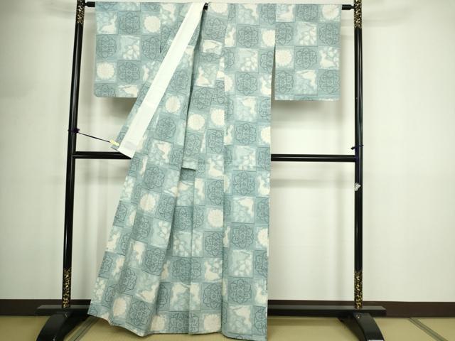 平和屋着物▽上質な紬 単衣 花うさぎ 正絹 逸品 DABF8893sf
