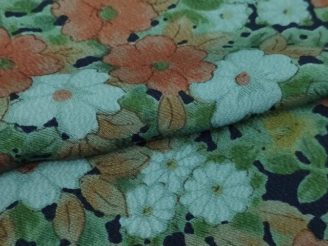 平和屋着物▽上質な小紋 単衣 草花文 正絹 逸品 DABF8892sf