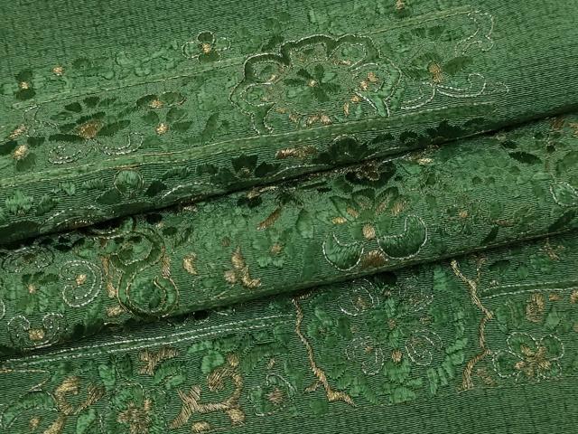 平和屋着物▽訪問着 単衣 総刺繍 花唐草文 正絹 逸品 DABF8894sf