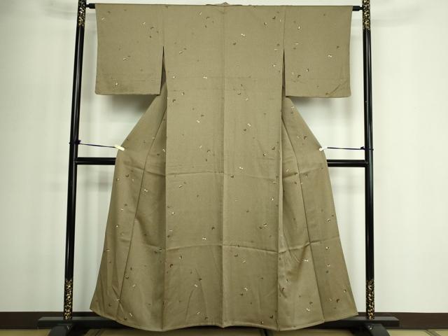 平和屋着物▽上質な小紋 単衣 舞蝶文 金彩 正絹 逸品 DABF8922sf