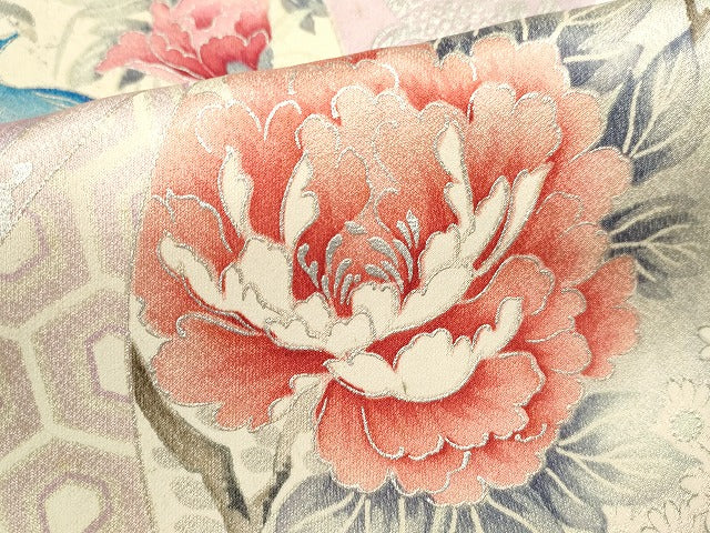 平和屋着物■豪華振袖 花鳥丸文 銀彩 正絹 逸品 DABG6632cd