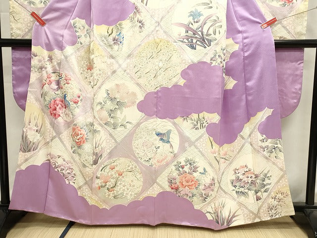 平和屋着物■豪華振袖 花鳥丸文 銀彩 正絹 逸品 DABG6632cd