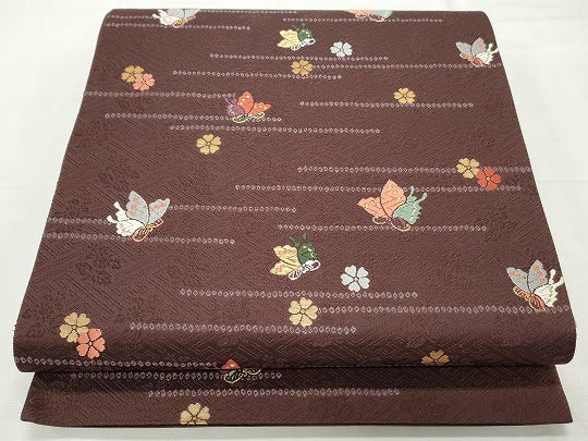 平和屋着物◎六通柄袋帯 唐織 花蝶文 金糸 正絹 逸品 CABF2391qe