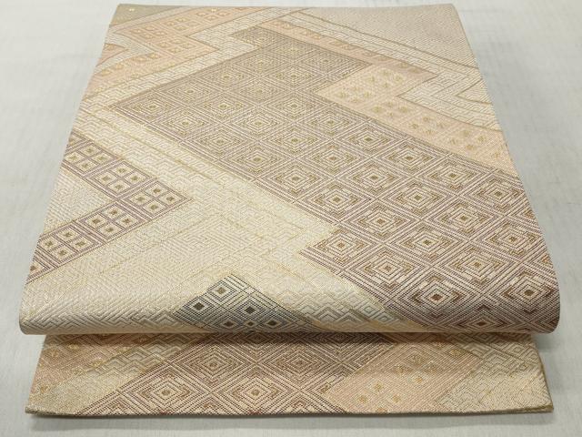 平和屋着物◎佐賀錦 六通柄袋帯 幾何学文様 金糸 正絹 逸品 CABH8419qe