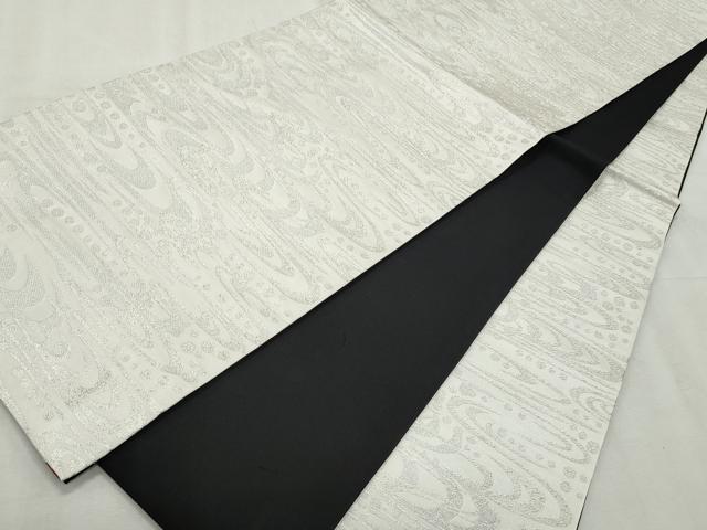 平和屋着物◎両面 全通柄袋帯 和風音 流水文 銀糸 正絹 逸品 CABF2398qe